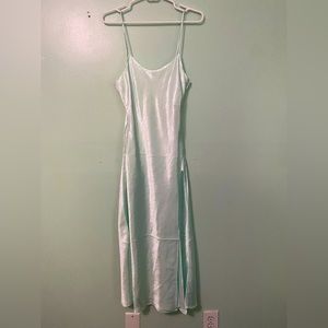 UO strappy dress teal with side slit, satin blend size small